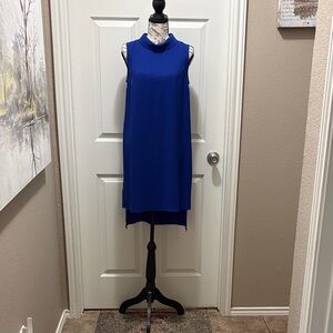 Vince camuto Sleeveless High-Neck Blue Shift Dress